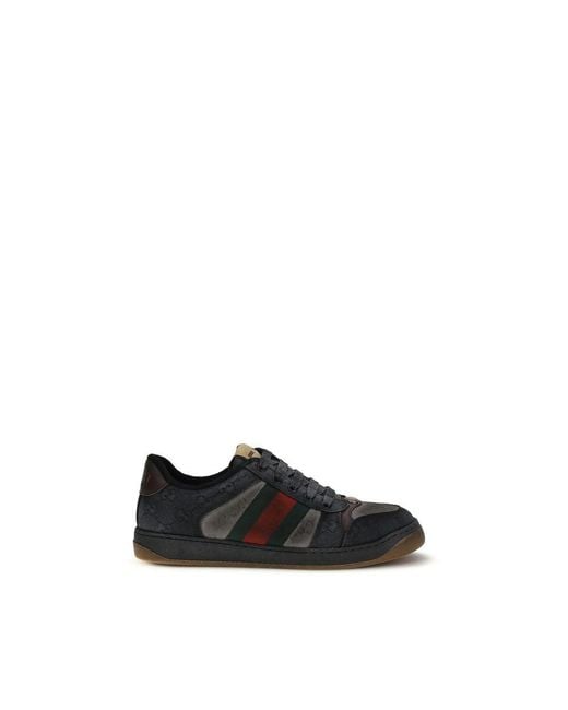 Gucci Black Calf Leather Bos Taurus Low Top Sneakers for men