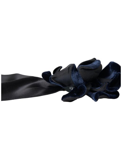 Dolce & Gabbana Black Silk Brass Floral Hair Pin Brooch for men