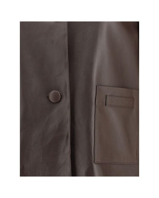 Marni Brown Leather Leather Jacket