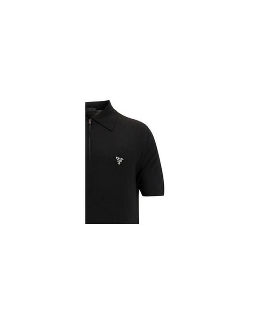 Prada Black Wool Oves Aries Polo Shirt for men