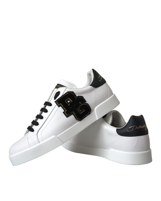 Dolce & Gabbana White Leather Dg Logo Casual Low Top Sneakers Shoes for men