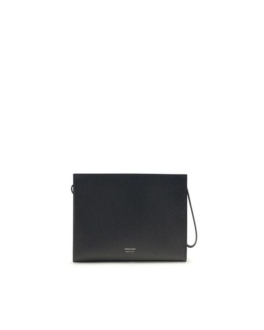 Ferragamo Black Calf Leather Bos Taurus Accessories for men