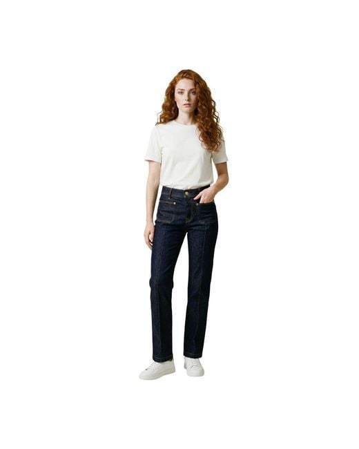 Replay Blue Cotton Mom Jeans