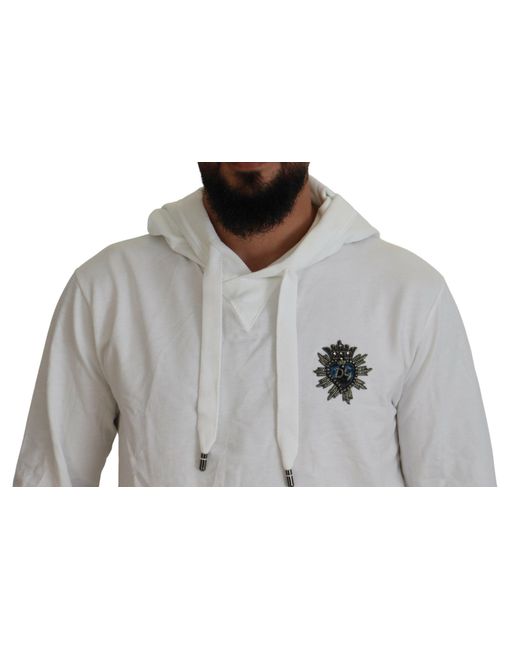 Dolce & Gabbana Gray Cotton Hooded Sweatshirt Logo Sweater for men