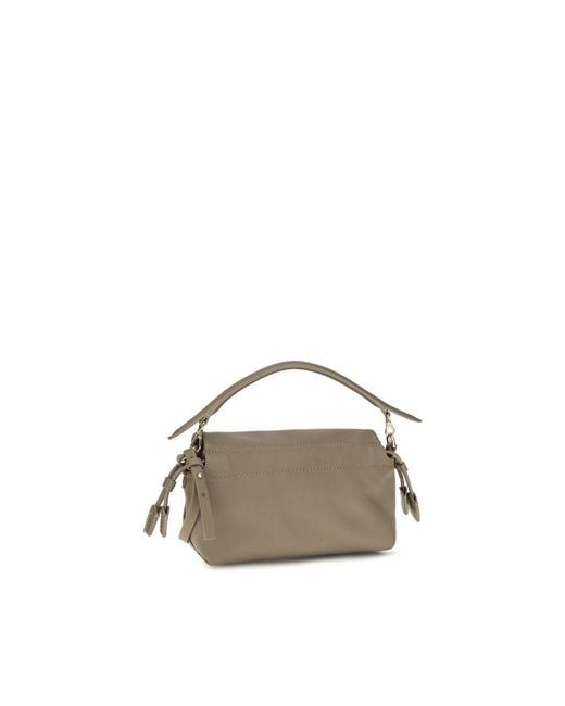 Fendi Metallic Beige Lamb Ovis Aries Aries Handbag