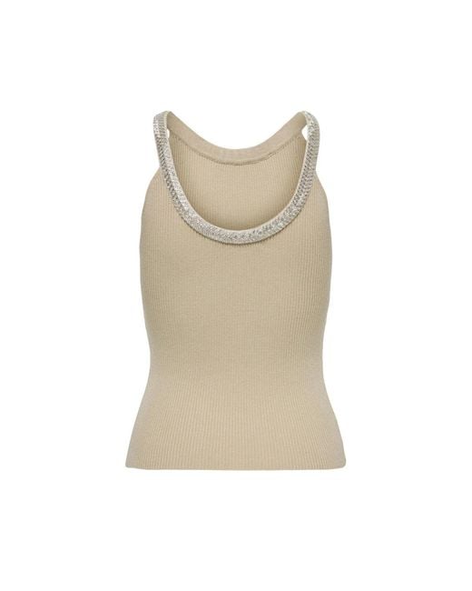 ONLY Natural Beige Nylon Elastane Tank Tops