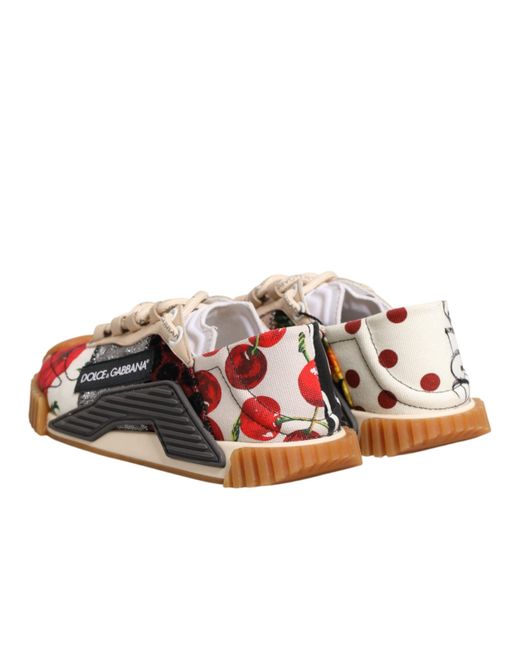 Dolce & Gabbana Brown Multicolor Logo Low Top Ns1 Sneakers Shoes