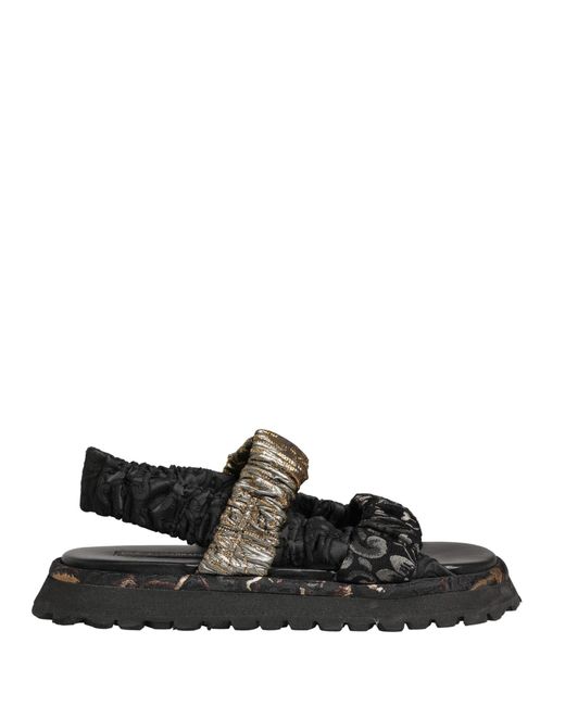 Dolce & Gabbana Black Ruching Detail Flats Men Sandals Shoes for men