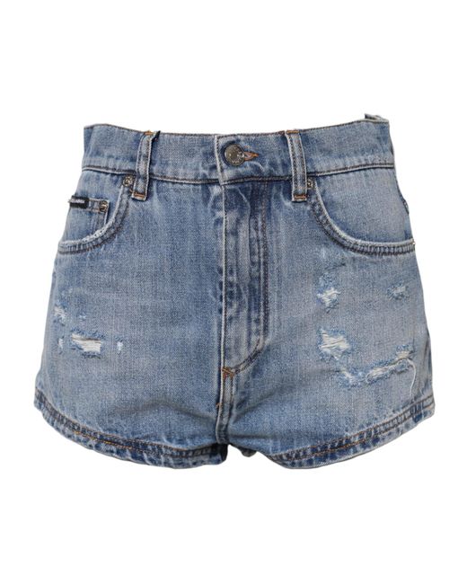 Dolce & Gabbana Blue Distressed Denim Shorts