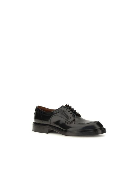 Dolce & Gabbana Black Calf Leather Bos Taurus Oxfords And Derbies for men