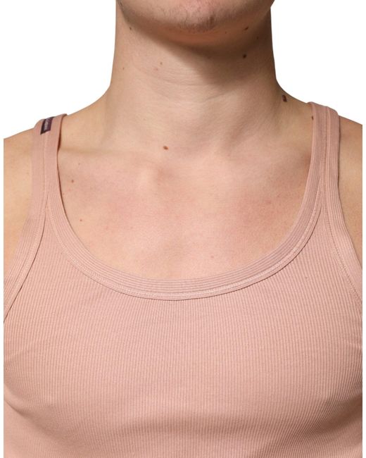 Dolce & Gabbana Multicolor Pink Sleeveless Round Neck Tank Top T for men