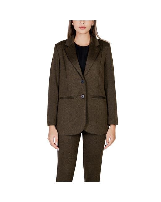 Ichi Brown Green Polyester Suits & Blazer