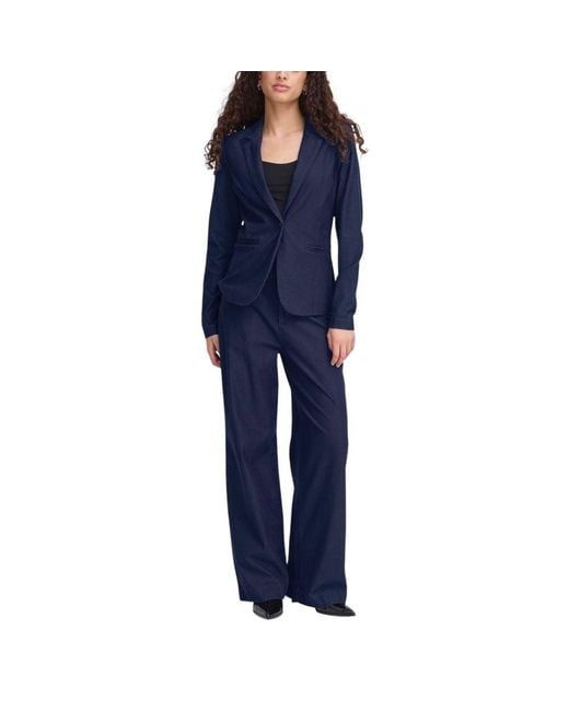 Ichi Blue Cotton Blazer