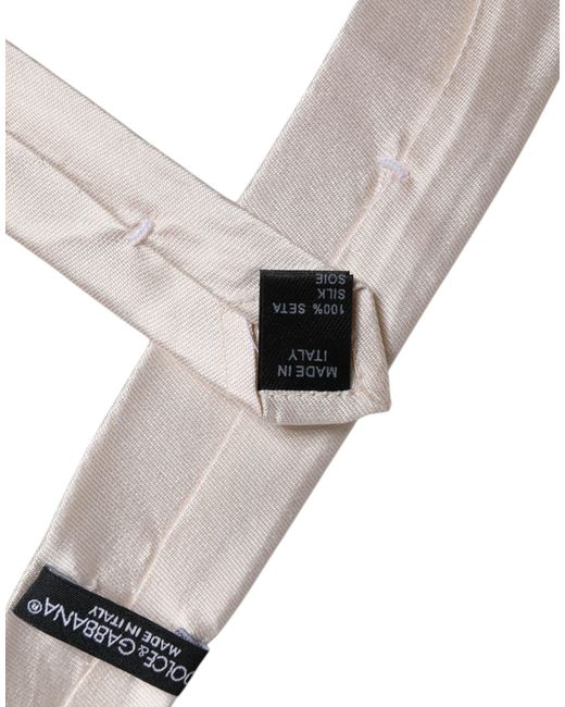 Dolce & Gabbana White Solid Silk Adjustable Neckmen's Tie for men