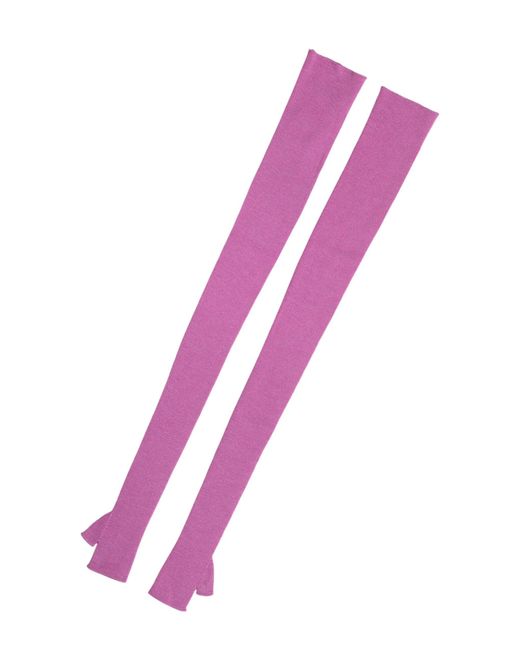 Dolce & Gabbana Women's Purple Pink Wool Fingerless Elbow Length Mitten Gloves