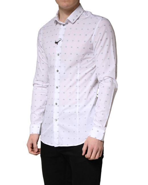Patrizia Pepe White Cotton Slim Fit Collared Men Dress Shirt for men