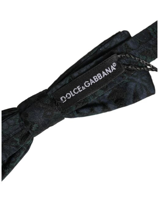 Dolce & Gabbana Men Black Green Paisley Adjustable Neck Papillon Bow Tie for men