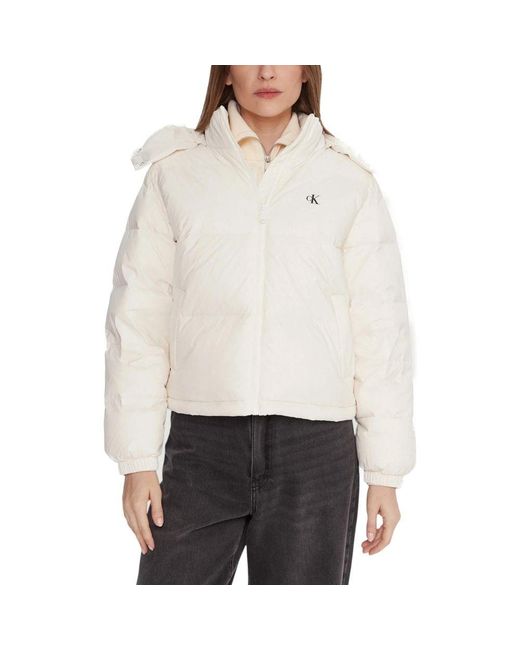 Calvin Klein White Cream Polyamide Coat