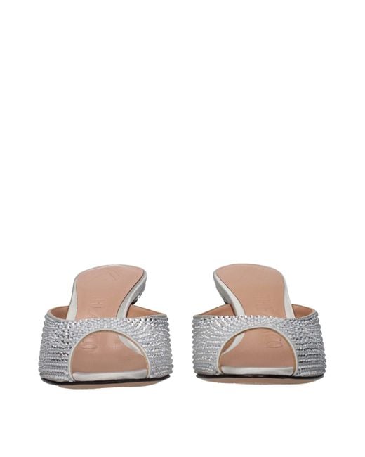 The Attico Metallic Gray Satin Stiletto Heel Sandals