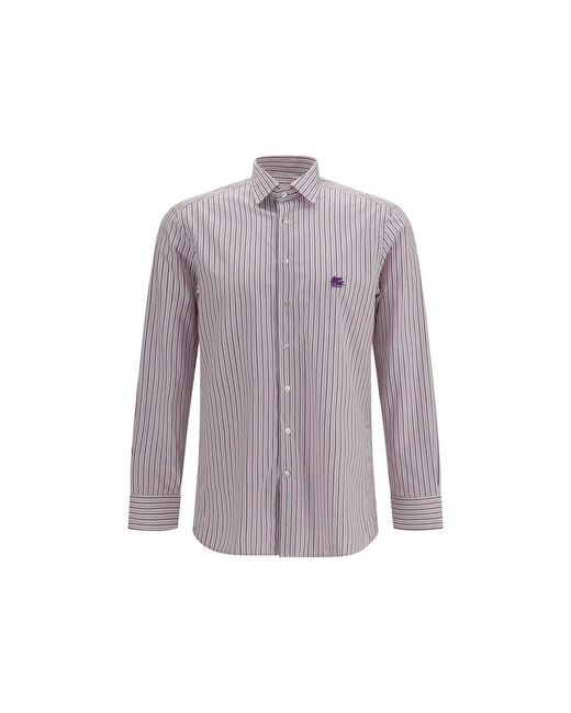 Etro Purple Multicolor Cotton Pattern Shirt for men