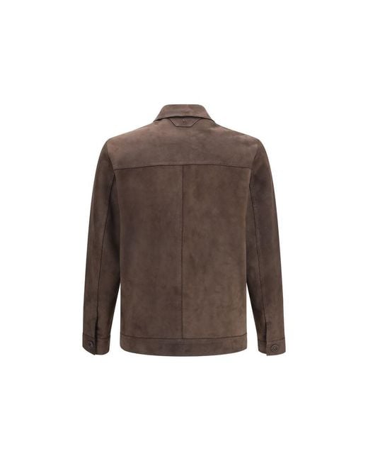 Salvatore Santoro Brown Leather Leather Jacket for men