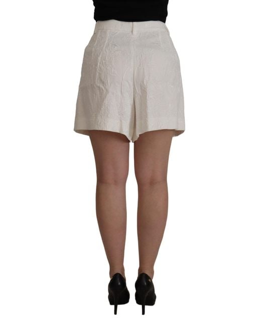 Dolce & Gabbana White High Waist Culotte Cotton Shorts