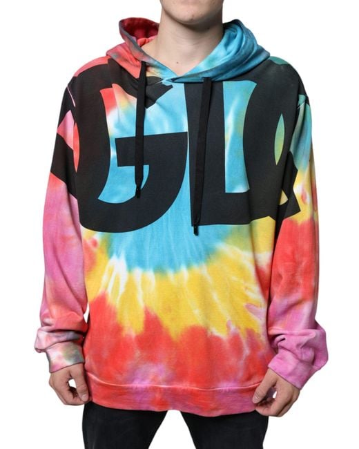 Dolce & Gabbana Pink Tie Dye Hooded Sweatshirt Sweater for men