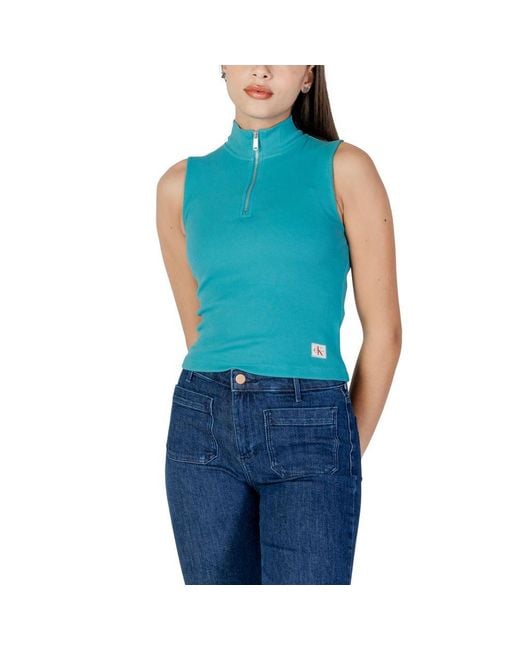 Calvin Klein Blue Turquoise Cotton Top