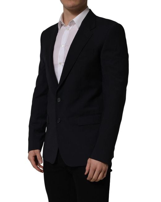 Dolce & Gabbana Dark Blue Wool Single Breasted Men Blazer Jacket for men