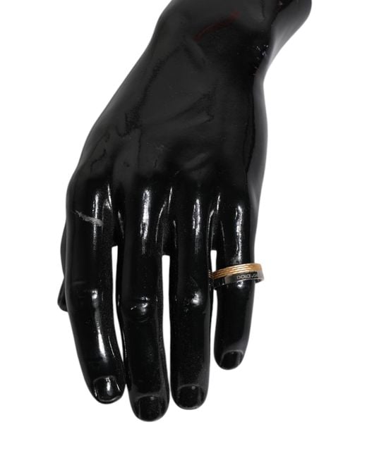 Dolce & Gabbana Gray Gold Silver Tone Real Brass Dg Logo Ring for men