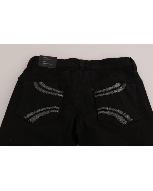 CoSTUME NATIONAL Black Sequined Mid Waist Slim Fit Denim Jeans