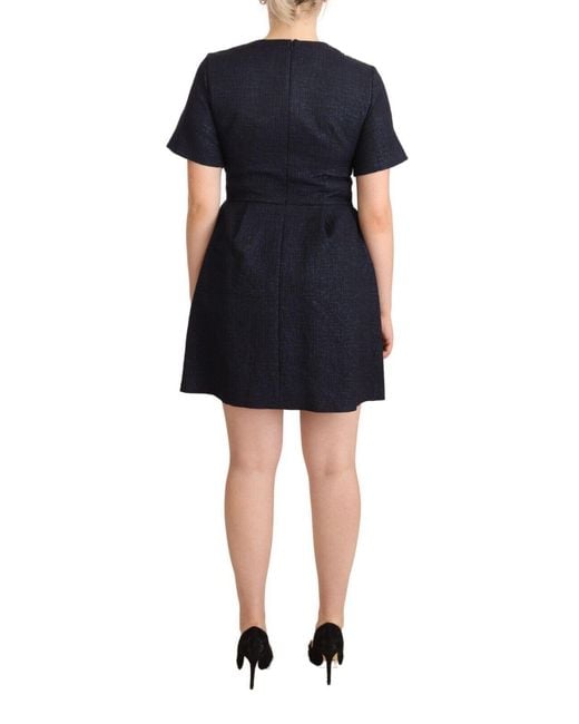 L'Autre Chose Black Embellished Short Sleeves Mini A-line Dress