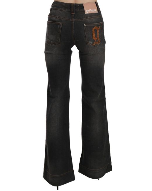 John Galliano Black Svelte Mid Waist Flared Denim