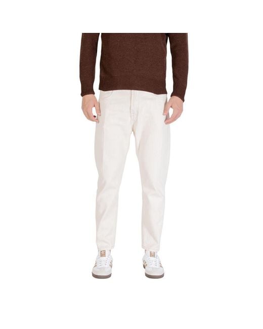Gianni Lupo Multicolor Cream Cotton Relaxed Fit Jeans for men