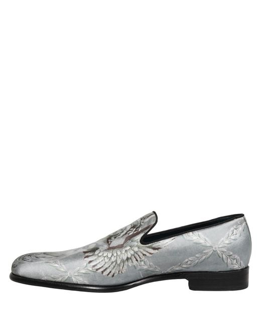 Dolce & Gabbana Gray Baroque Angel Velvet Men Loafers Shoes for men
