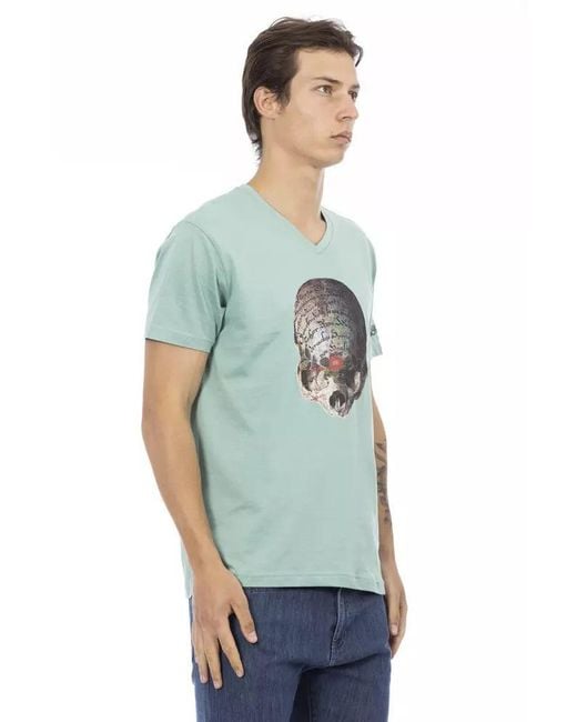 TRUSSARDI ACTION Blue Green Cotton Men T for men