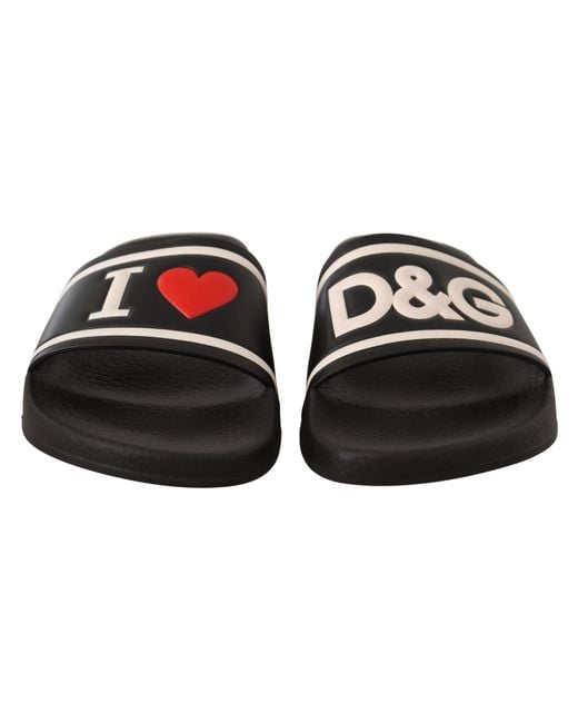 Dolce & Gabbana Black Elegant Leather Slide Sandals For Her