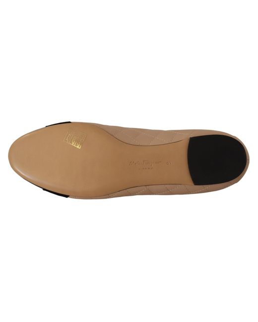 Ferragamo Black Elegant Quilted Leather Flats