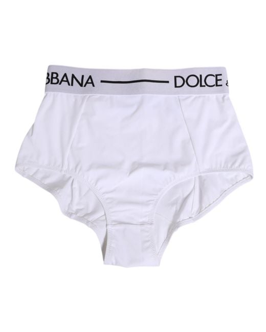 Dolce & Gabbana Blue White Nylon Logo Waistband Coulotte Underwear