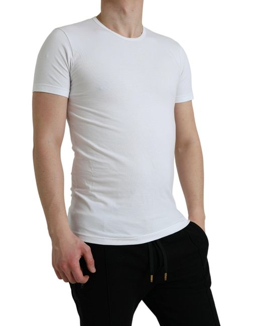 Dolce & Gabbana White Cotton Round Neck Crewneck Underwear T-Shirt for men
