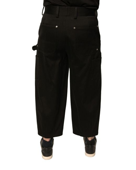 Dolce & Gabbana Black Cotton Mid Waist Cropped Pants for men