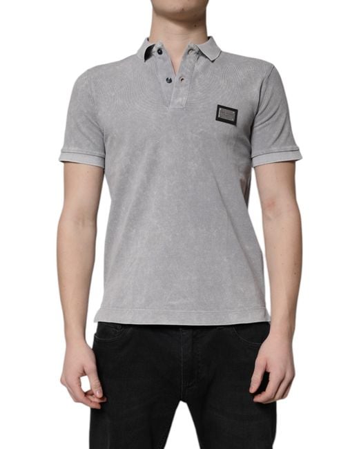 Dolce & Gabbana Gray Short Sleeve Polo Shirt for men