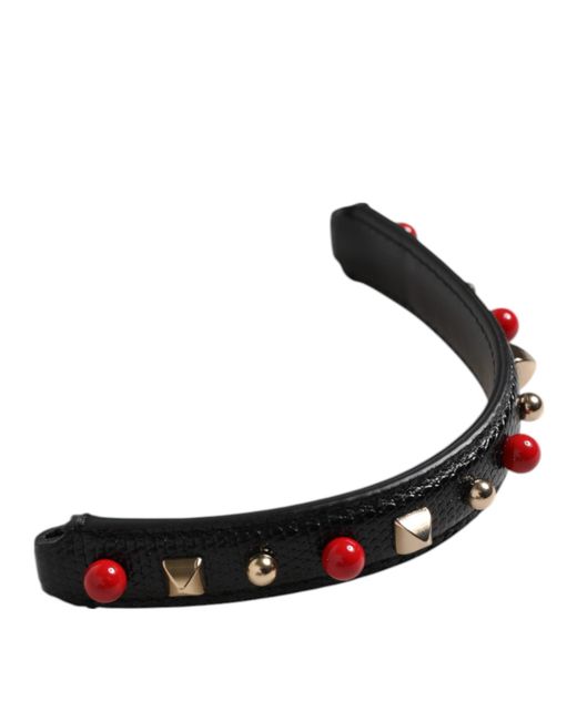 Dolce & Gabbana White Black Embellished Leather Bag Handle Shoulder Strap