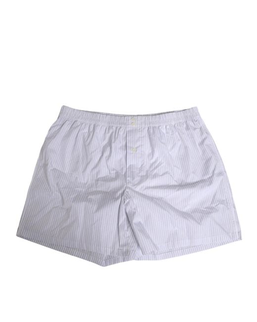 Dolce & Gabbana Purple White Blue Cotton Striped Button Fly Shorts Swimwear for men