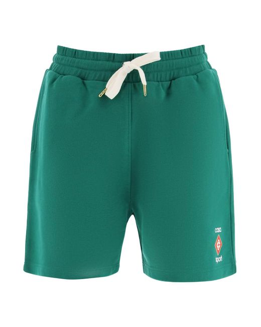 CASABLANCA Green Cotton Jersey Shorts for men