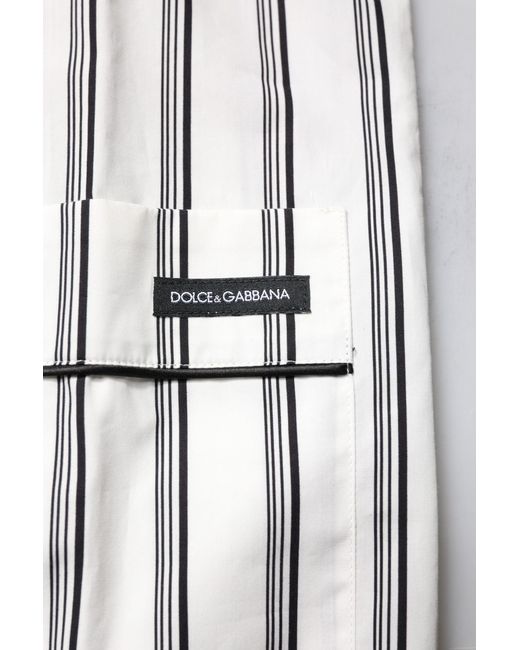 Dolce & Gabbana Gray Stripes Cotton Pajama Set Sleepwear for men