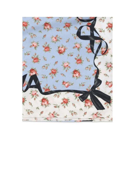 Dolce & Gabbana Blue Multicolor Silk Scarf