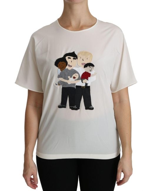 Dolce & Gabbana White #dgfamily Patch Short Sleeve Blouse Top