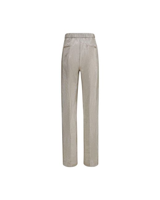 Forte_forte Gray Silver Polyester Casual Pants