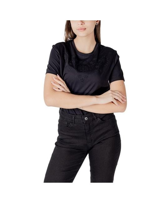 Jacqueline De Yong Black Cotton T-Shirt